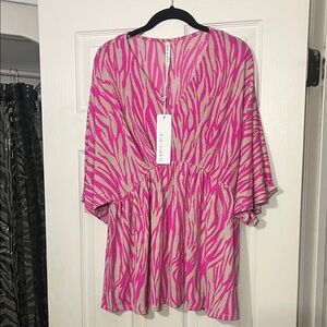 Pink and Grey Zebra Print Blouse